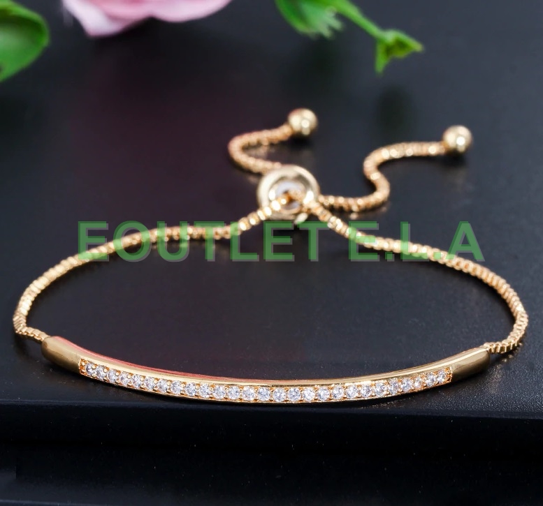 Exquisite Channel CZ Gold Bracelet-19-21cm